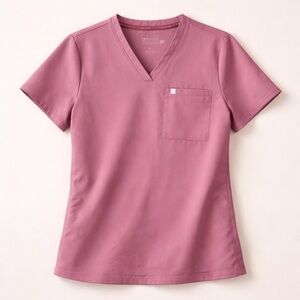 Fabletics Vital 1-Pocket Scrub Top Medium Mauve Pink